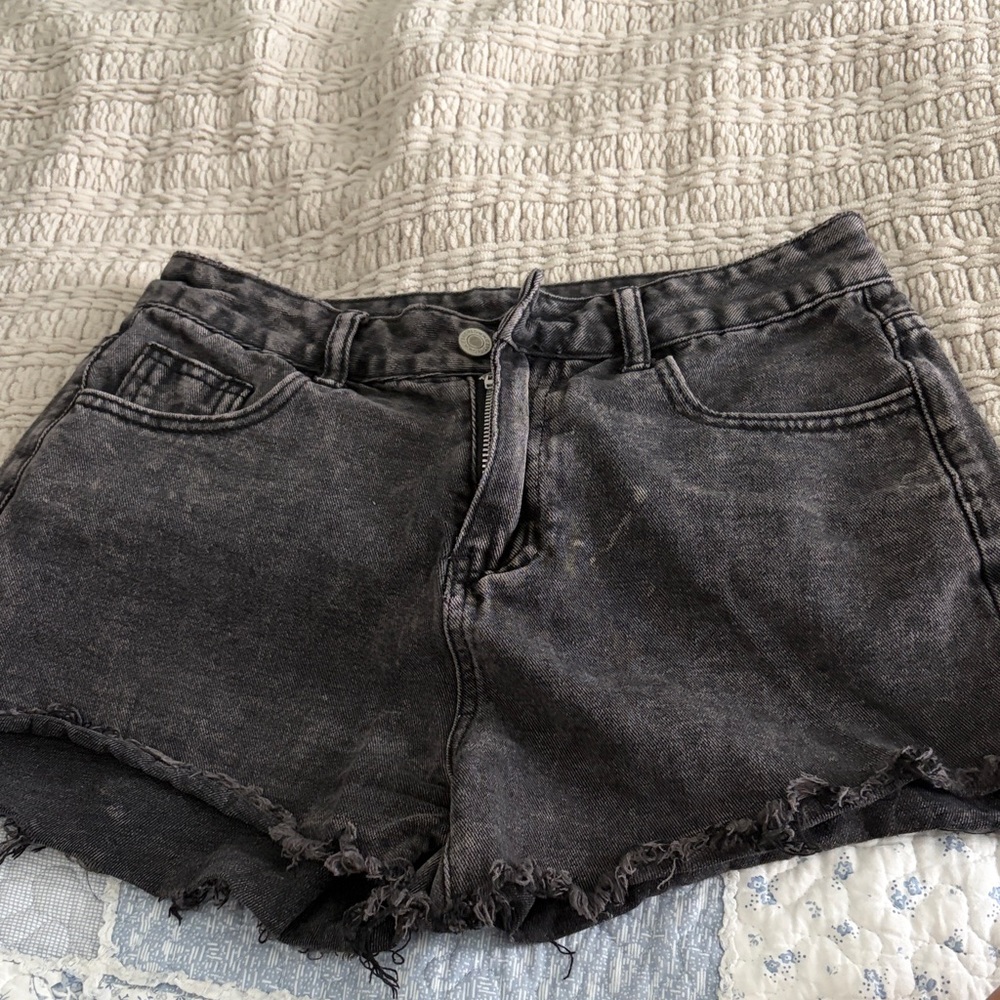 Women's Washed Black Denim Cutoff Shorts